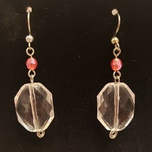 Large faceted acrylic stone dangle earrings